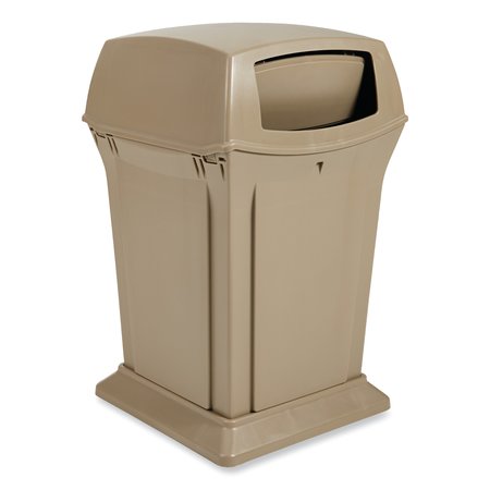 Rubbermaid Commercial 45 gal Square Trash Can, Beige, Side Door, Structural Foam FG917188BEIG